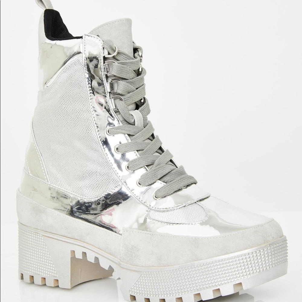 Dolls Kill silver combat boots